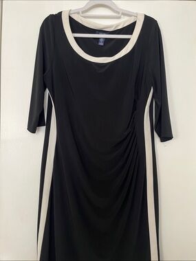 Chaps Black Dress with Cream Trim